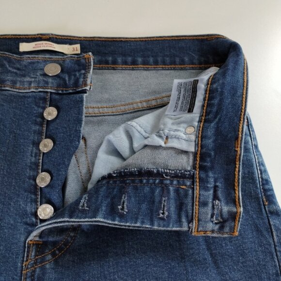 Levi's Wedgie Skinny Jeans Size 31 Blue High Rise Raw Hem Button Fly Ankle - Picture 5 of 13